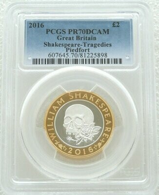 2016 William Shakespeare Tragedies Piedfort £2 Silver Proof Coin PCGS PR70 DCAM