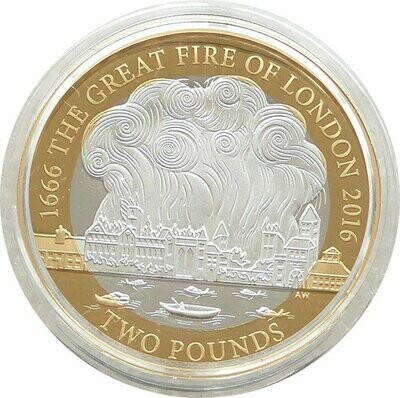 2016 Great Fire of London Piedfort £2 Silver Proof Coin Box Coa