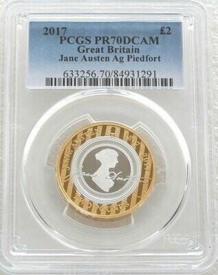 2017 Jane Austen Piedfort £2 Silver Proof Coin PCGS PR70 DCAM