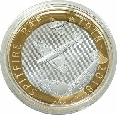 2018 Royal Air Force RAF Spitfire Piedfort £2 Silver Proof Coin Box Coa