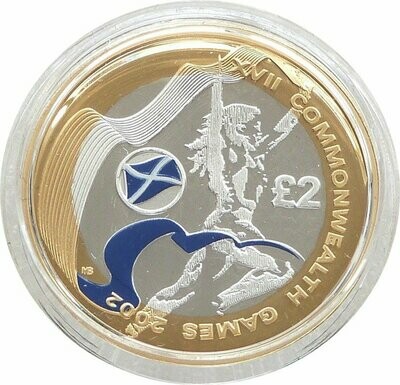 2002 Commonwealth Games Scotland Piedfort £2 Silver Proof Coin