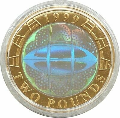 1999 Rugby World Cup Hologram Piedfort £2 Silver Proof Coin Box Coa