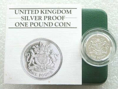 1983 Royal Arms Piedfort £1 Silver Proof Coin Box Coa