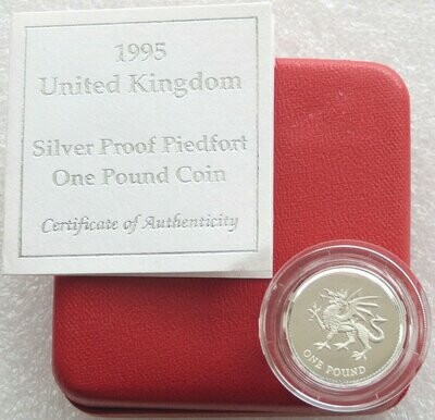 1995 Welsh Dragon Piedfort £1 Silver Proof Coin Box Coa