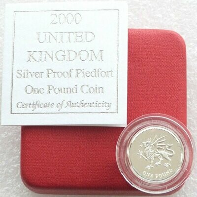 2000 Welsh Dragon Piedfort £1 Silver Proof Coin Box Coa