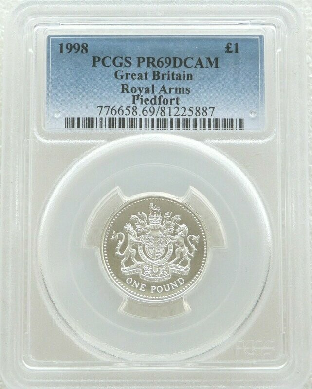 1998 Royal Arms Piedfort £1 Silver Proof Coin PCGS PR69 DCAM
