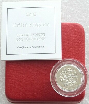 2002 Three Lions of England Piedfort £1 Silver Proof Coin Box Coa