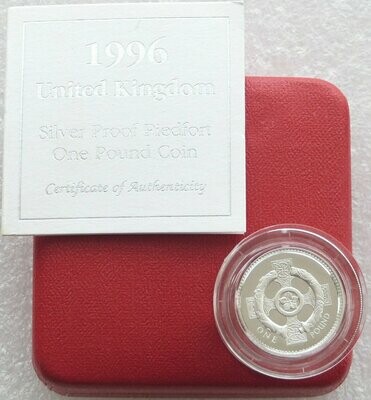 1996 Irish Celtic Cross Piedfort £1 Silver Proof Coin Box Coa