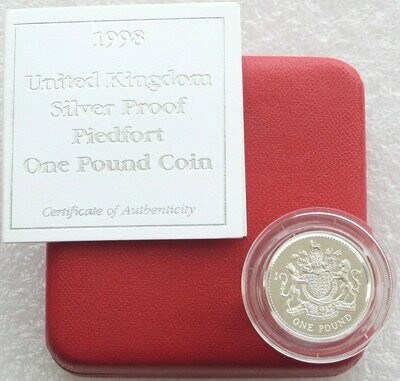 1998 Royal Arms Piedfort £1 Silver Proof Coin Box Coa
