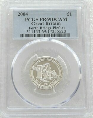 2004 Forth Railway Bridge Piedfort £1 Silver Proof Coin PCGS PR69 DCAM