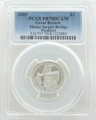 2005 Menai Straits Bridge Piedfort £1 Silver Proof Coin PCGS PR70 DCAM