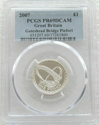 2007 Gateshead Millennium Bridge Piedfort £1 Silver Proof Coin PCGS PR69 DCAM