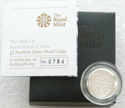 2008 Royal Shield of Arms Piedfort £1 Silver Proof Coin Box Coa