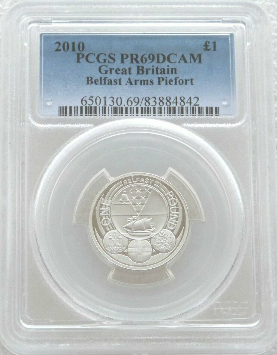 2010 Capital Cities of the UK Belfast Piedfort £1 Silver Proof Coin PCGS PR69 DCAM