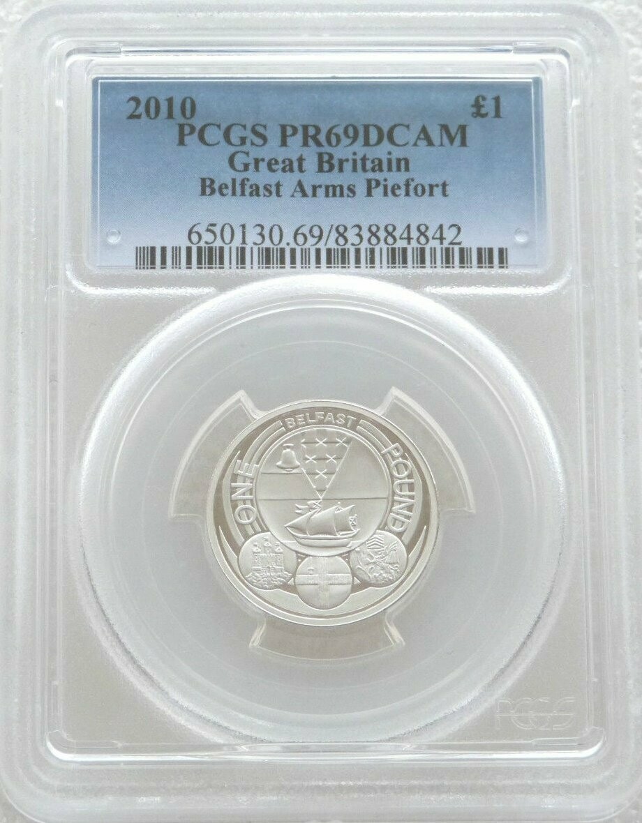 2010 Capital Cities of the UK Belfast Piedfort £1 Silver Proof Coin PCGS PR69 DCAM