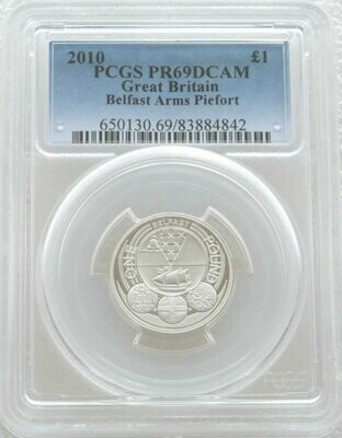 2010 Capital Cities of the UK Belfast Piedfort £1 Silver Proof Coin PCGS PR69 DCAM