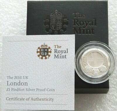 2010 Capital Cities of the UK London Piedfort £1 Silver Proof Coin Box Coa
