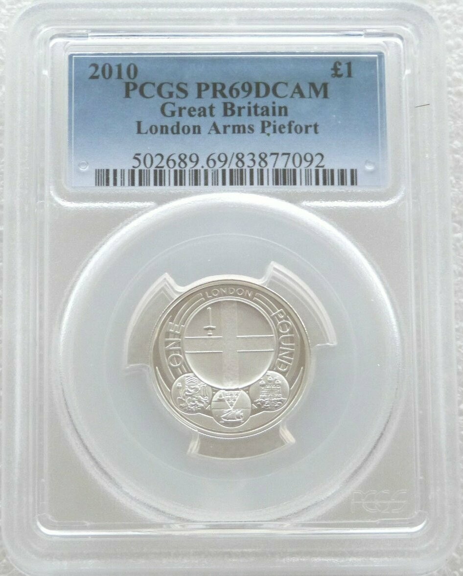 2010 Capital Cities of the UK London Piedfort £1 Silver Proof Coin PCGS PR69 DCAM