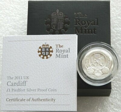 2011 Capital Cities of the UK Cardiff Piedfort £1 Silver Proof Coin Box Coa