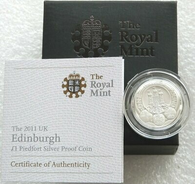 2011 Capital Cities of the UK Edinburgh Piedfort £1 Silver Proof Coin Box Coa