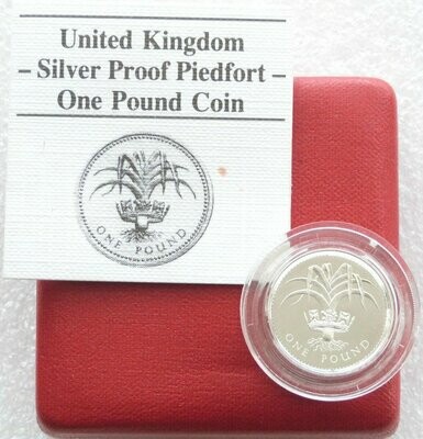 1985 Welsh Leek Piedfort £1 Silver Proof Coin Box Coa