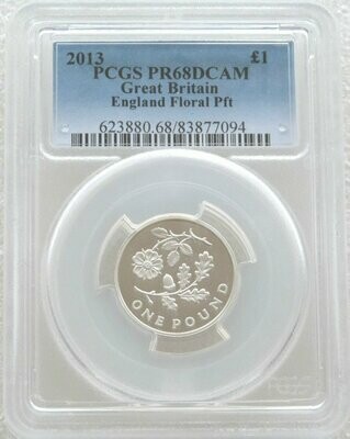 2013 British Floral England Piedfort £1 Silver Proof Coin PCGS PR68 DCAM