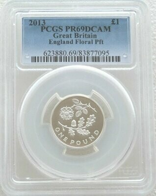 2013 British Floral England Piedfort £1 Silver Proof Coin PCGS PR69 DCAM