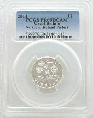 2014 British Floral Scotland Thistle Bluebell Piedfort £1 Silver Proof Coin PCGS PR69 DCAM