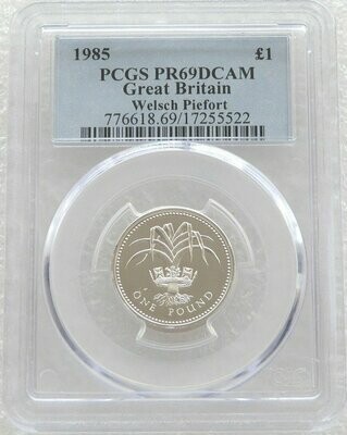 1985 Welsh Leek Piedfort £1 Silver Proof Coin PCGS PR69 DCAM