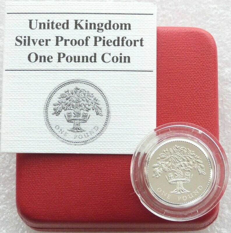 1987 English Royal Oak Tree Piedfort £1 Silver Proof Coin Box Coa