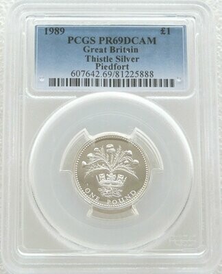 1989 Scottish Thistle Piedfort £1 Silver Proof Coin PCGS PR69 DCAM