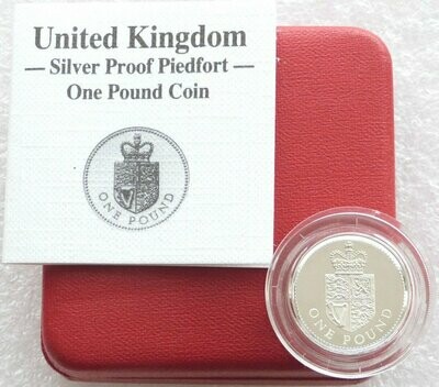 1988 Crowned Royal Shield Piedfort £1 Silver Proof Coin Box Coa