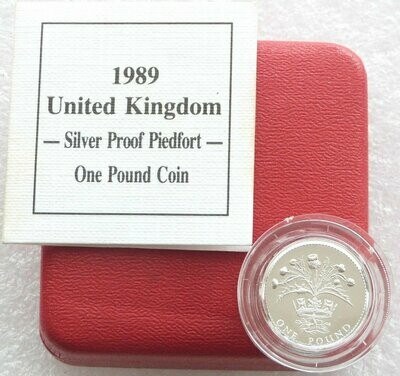 1989 Scottish Thistle Piedfort £1 Silver Proof Coin Box Coa
