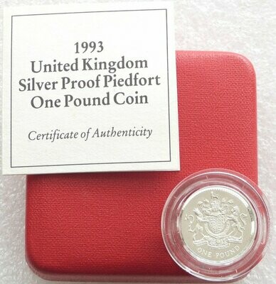1993 Royal Arms Piedfort £1 Silver Proof Coin Box Coa