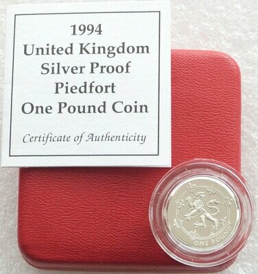 1994 Scottish Rampant Lion Piedfort £1 Silver Proof Coin Box Coa