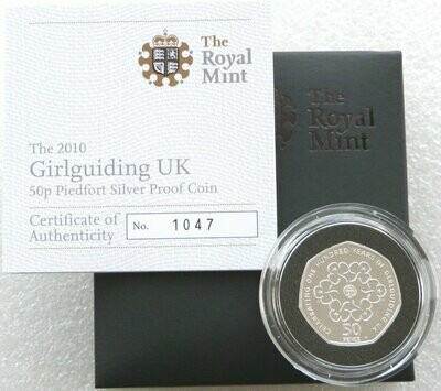 2010 Girlguiding Piedfort 50p Silver Proof Coin Box Coa