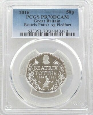 2016 Beatrix Potter Piedfort 50p Silver Proof Coin PCGS PR70 DCAM - Mintage 2,486
