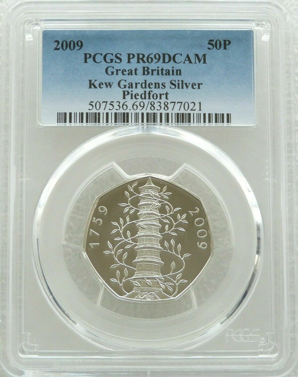 2009 Kew Gardens Piedfort 50p Silver Proof Coin PCGS PR69 DCAM