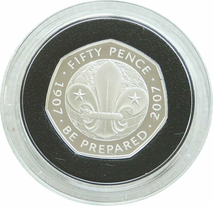 2007 Scout Movement Centenary Piedfort 50p Silver Proof Coin