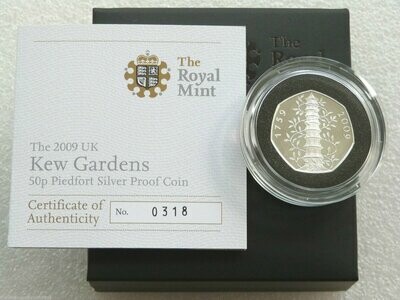 2009 Kew Gardens Piedfort 50p Silver Proof Coin Box Coa