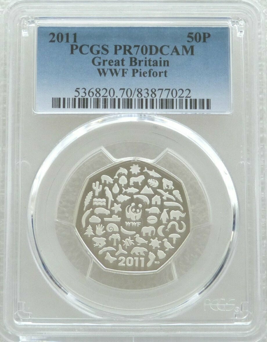 2011 World Wildlife Fund WWF Piedfort 50p Silver Proof Coin PCGS PR70 DCAM
