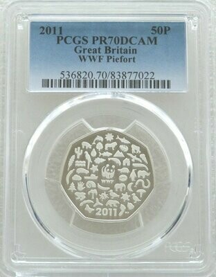 2011 World Wildlife Fund WWF Piedfort 50p Silver Proof Coin PCGS PR70 DCAM