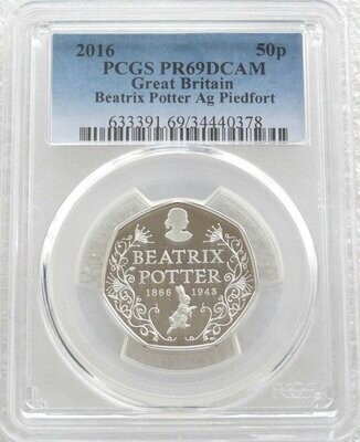 2016 Beatrix Potter Piedfort 50p Silver Proof Coin PCGS PR69 DCAM - Mintage 2,486