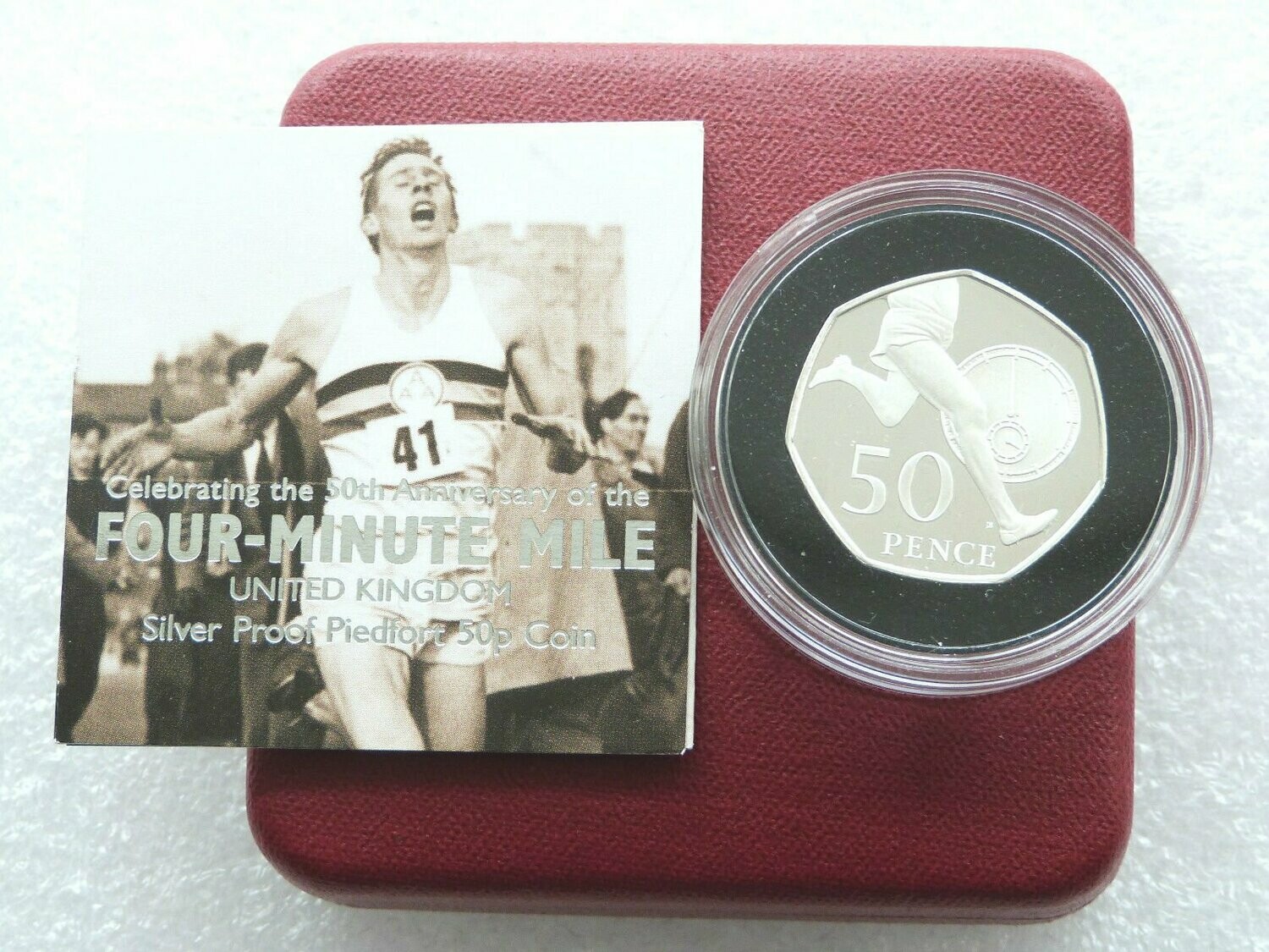 2004 Roger Bannister Piedfort 50p Silver Proof Coin Box Coa