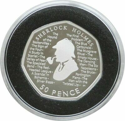 2019 Sherlock Holmes Piedfort 50p Silver Proof Coin Box Coa