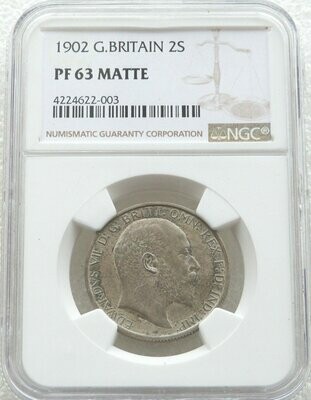 1902 Edward VII Coronation Florin Silver Matte Proof Coin NGC PF63