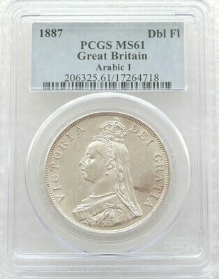 1887 Victoria Jubilee Head Double Florin Silver Coin Arabic I PCGS MS61