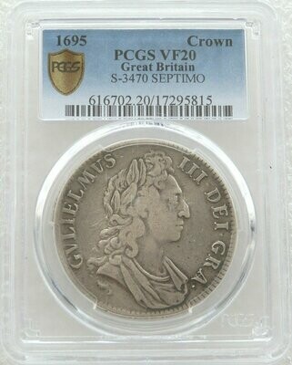 1695 William III Septimo Crown Silver Coin PCGS VF20