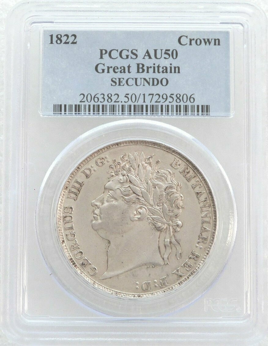 1822 George IV Secundo Laur Head Crown Silver Coin PCGS AU50 1822 George IV Secundo Laur Head Crown Silver Coin PCGS AU50