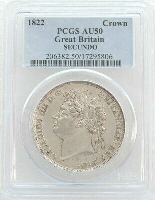 1822 George IV Secundo Laur Head Crown Silver Coin PCGS AU50
